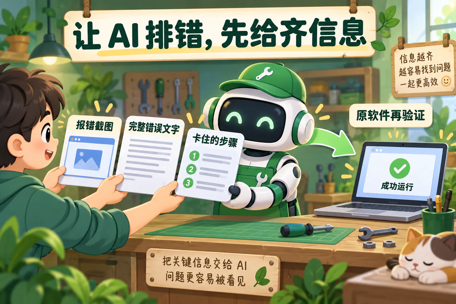让 AI 排错，先给齐信息
