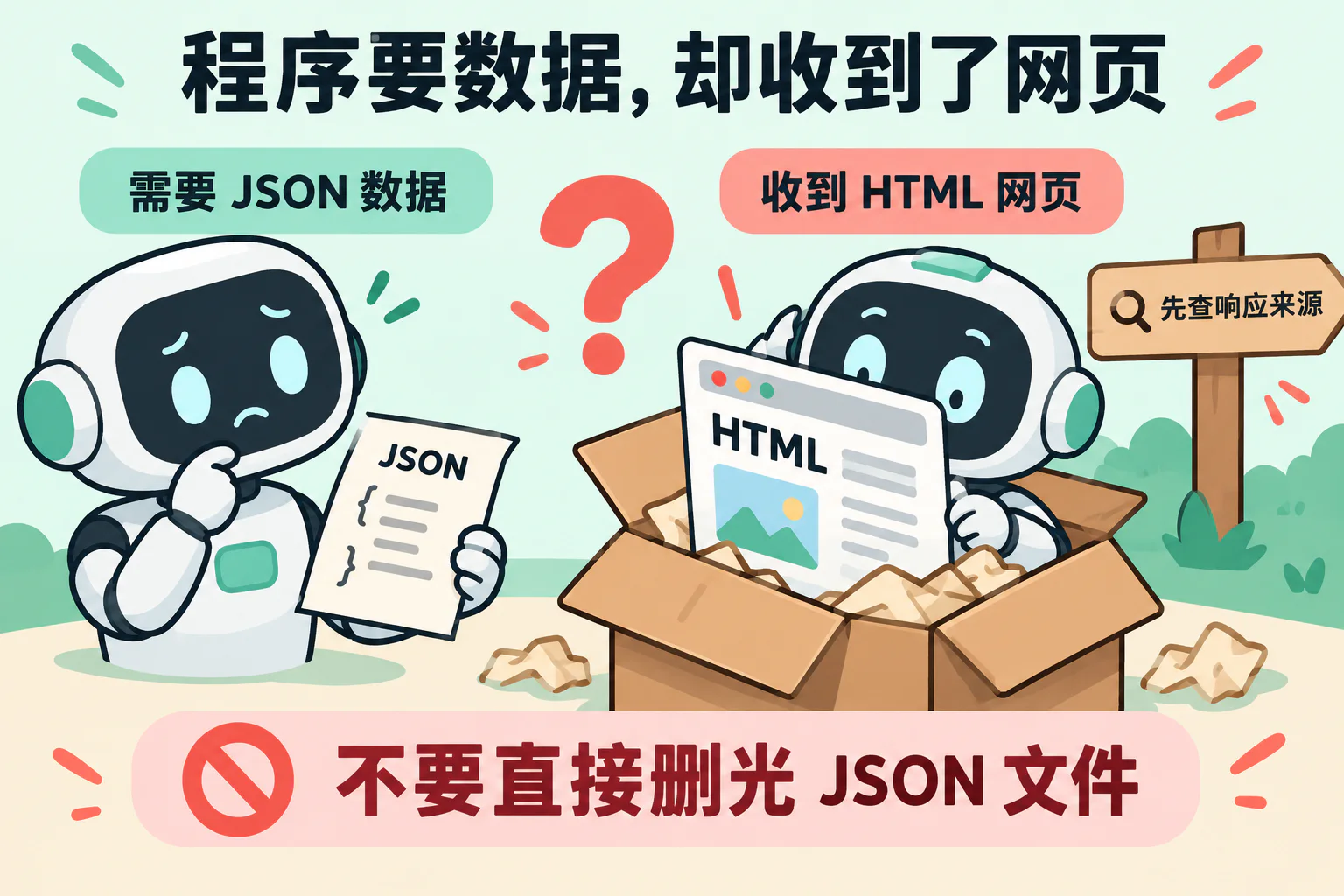 程序要数据，却收到了网页
